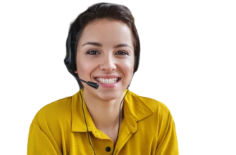 smiling language strategy consultant wearing headset